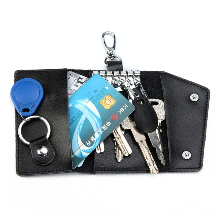 Multifunctional Litchi Texture Leather Keychain Bag Car Key Bag(Blue) - Car Key Cases by buy2fix | Online Shopping UK | buy2fix