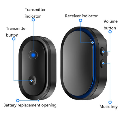 CACAZI A99 Home Smart Remote Control Doorbell Elderly Pager, Style:US Plug(Golden) - Security by CACAZI | Online Shopping UK | buy2fix