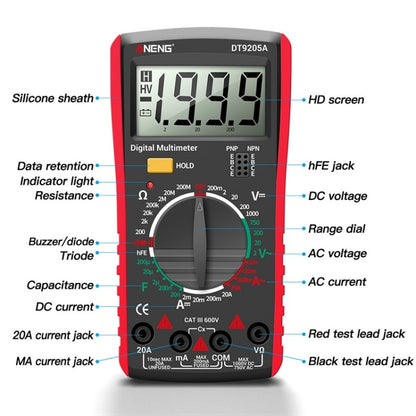 ANENG Automatic High-Precision Intelligent Digital Multimeter, Model:DT9205A HOLD Key(Orange) - Digital Multimeter by ANENG | Online Shopping UK | buy2fix