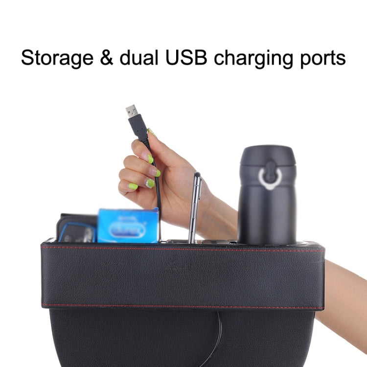 SUSISUN SNH010 Car Seat Gap Storage Box, Style:Positive Drive USB Charging(Brown) - In Car by SUSISUN | Online Shopping UK | buy2fix