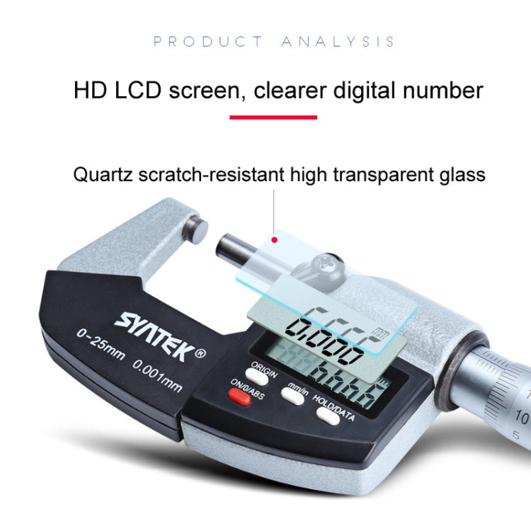 Digital Display Outer Diameter Micrometer 0.001mm High Precision Electronic Spiral Micrometer Thickness Gauge, Model:25-50mm - Consumer Electronics by buy2fix | Online Shopping UK | buy2fix