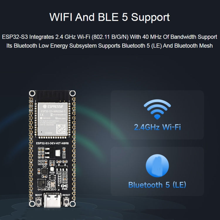 Waveshare ESP32-S3 Microcontroller 2.4GHz Wi-Fi Development Board ESP32-S3-WROOM-1-N8R8 Module Standard Ver. - Arduino Nucleo Accessories by Waveshare | Online Shopping UK | buy2fix