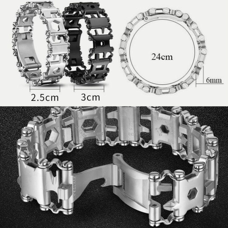 Multifunctional Stainless Steel Outdoor Survive Tool Bracelet for Men(Wide Black) - Emergency Tools by buy2fix | Online Shopping UK | buy2fix