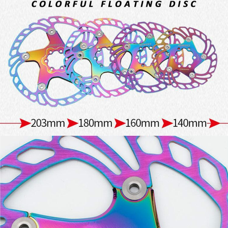 IIIPRO Floating Disc Road Mountain Bike Six Nail Disc Brake Disc, Size:203mm(Colorful) - Outdoor & Sports by IIIPRO | Online Shopping UK | buy2fix