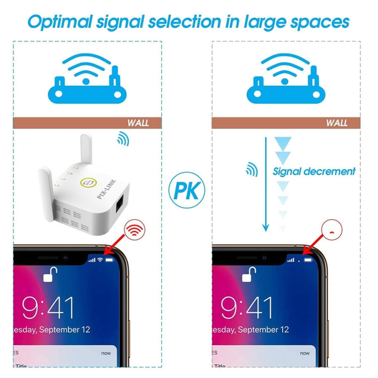 PIX-LINK WR22 300Mbps Wifi Wireless Signal Amplification Enhancement Extender, Plug Type:EU Plug(White) - Wireless Routers by PIX-LINK | Online Shopping UK | buy2fix