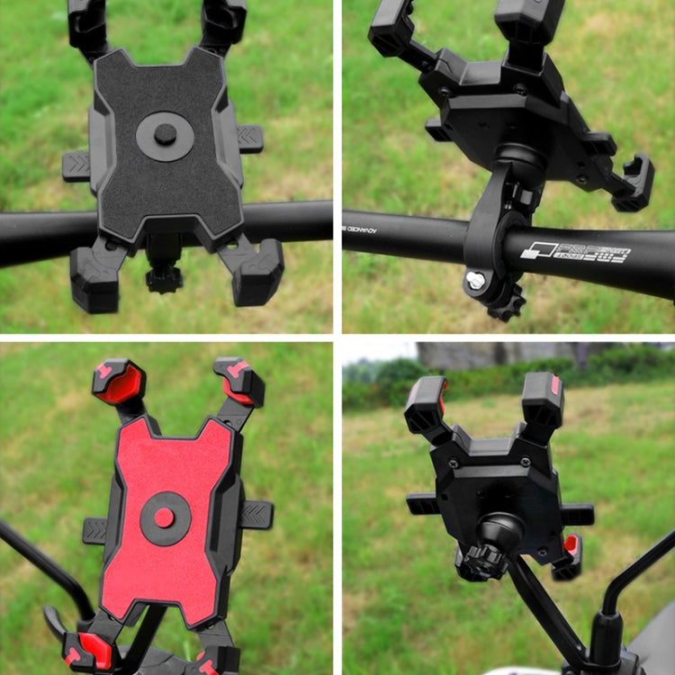 Electric Bicycle Mobile Phone Holder Can Be Rotated 360-degree Mobile Phone Holder Four-way Adjustment Bracket for Motorcycle, Style:Handlebars(Red) - Holders by buy2fix | Online Shopping UK | buy2fix