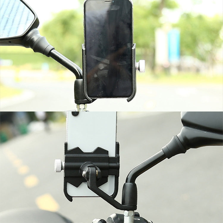 Bicycle Mobile Phone Holder Motorcycle Electric Car Navigation Mobile Phone Holder, Style:Rearview Mirrors(Silver) - Holders by buy2fix | Online Shopping UK | buy2fix