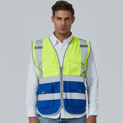 Multi-pockets Safety Vest Reflective Workwear Clothing, Size:L-Chest 118cm(Yellow Blue) - Reflective Safety Clothing by buy2fix | Online Shopping UK | buy2fix
