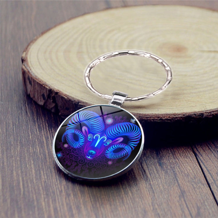 Zodiac Sign Keychain 12 Constellation Pendant Single Face Keyring - Key Rings by buy2fix | Online Shopping UK | buy2fix