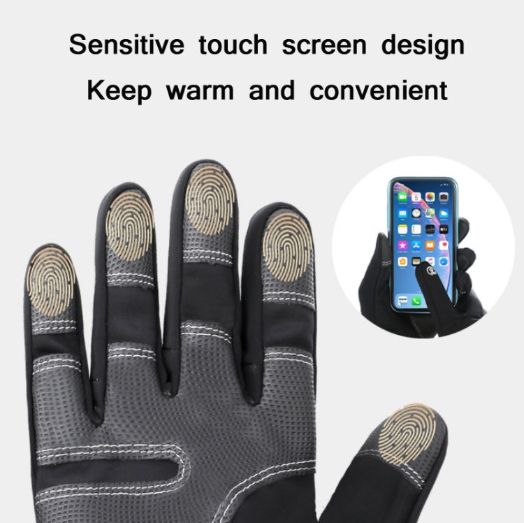 HUMRAO Outdoor Riding Fleece Warm Non-Slip Touch Screen Gloves Ski Motorcycle Gloves, Size:L(Grey) - Outdoor & Sports by HUMRAO | Online Shopping UK | buy2fix