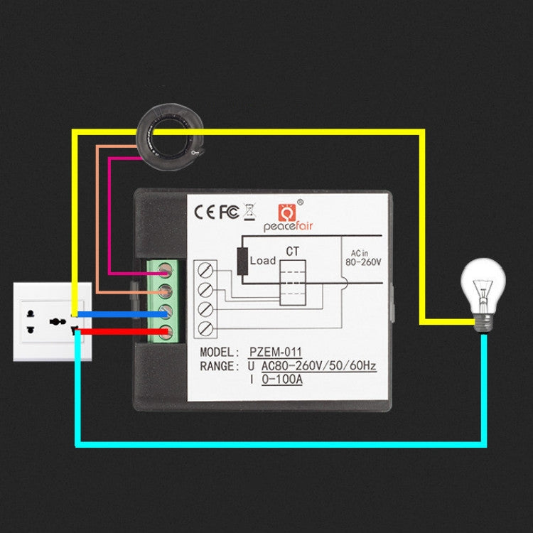 peacefair PZEM-011 AC Digital Display Multi-function Voltage and Current Meter Electrician Instrument, Specification:Host + Closed CT - Current & Voltage Tester by peacefair | Online Shopping UK | buy2fix