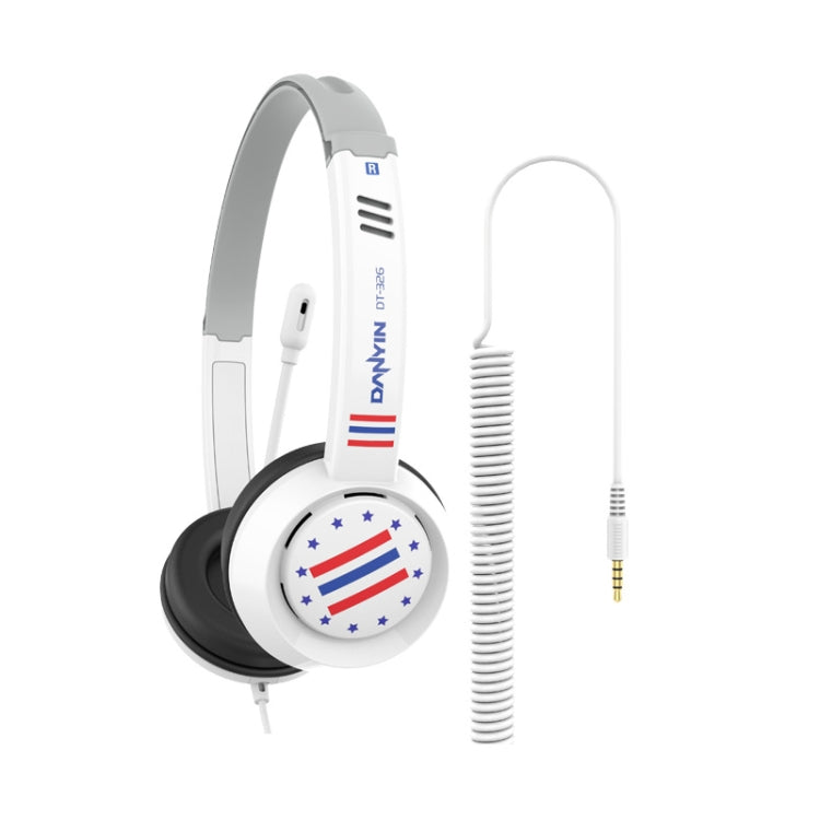 DANYIN DT326 Head-mounted Desktop Computer Children Learning Wire Headset with Microphone, Cable Length:1.8m, Style:Star Flag(White) - Multimedia Headset by Danyin | Online Shopping UK | buy2fix