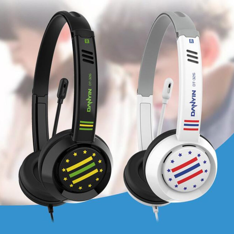 DANYIN DT326 Head-mounted Desktop Computer Children Learning Wire Headset with Microphone, Cable Length:1.8m, Style:Star Flag(Black) - Multimedia Headset by Danyin | Online Shopping UK | buy2fix