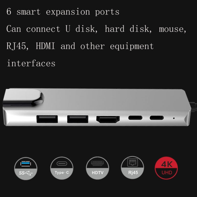 6 in 1 USB3.1 Type-C to HDMI+RJ45 Docking Station for Nintendo Type-C Docking Station - Computer & Networking by buy2fix | Online Shopping UK | buy2fix