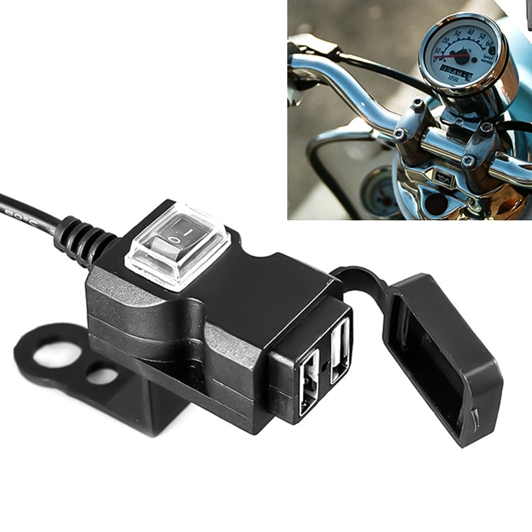 Dual USB Port 12V Waterproof Motorbike Motorcycle Handlebar Charger 5V 1A/2.1A Adapter Power Supply Socket for Phone Mobile - Electrical System by buy2fix | Online Shopping UK | buy2fix