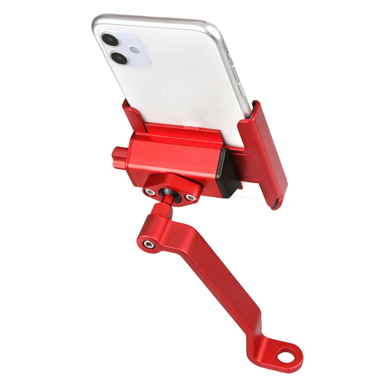 CYCLINGBOX Aluminum Alloy Mobile Phone Holder Bicycle Riding Takeaway Rotatable Metal Mobile Phone Bracket, Style:Rearview Mirror Installation(Red) - Holders by CYCLINGBOX | Online Shopping UK | buy2fix