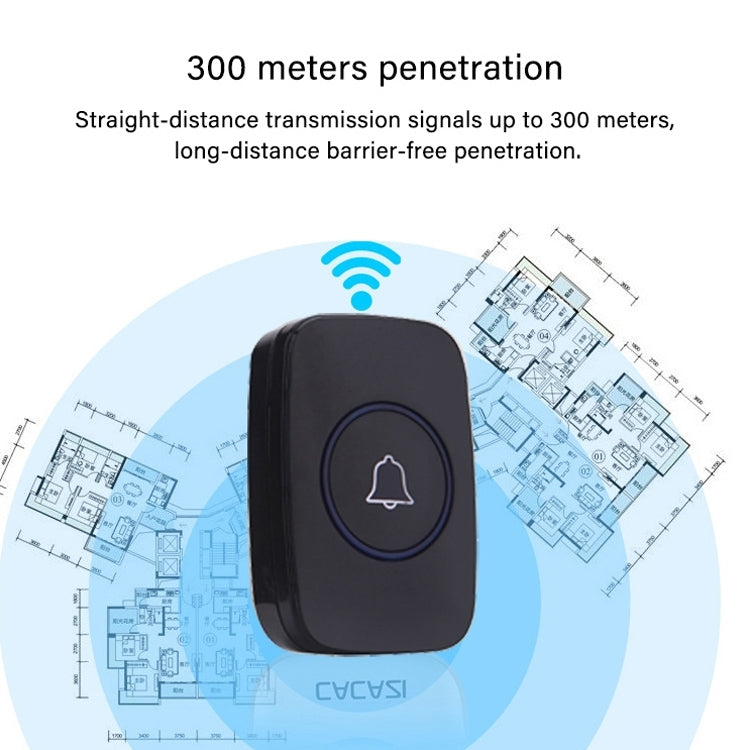 CACAZI A10 300m Long Range No Battery Waterproof LED Light Smart Wireless Doorbell - Security by CACAZI | Online Shopping UK | buy2fix