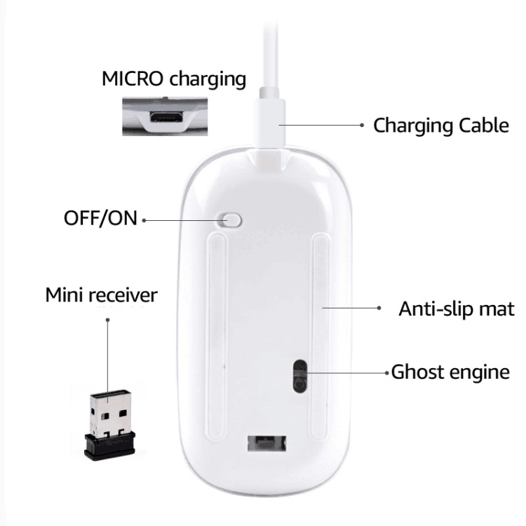 iMICE  E-1300 4 Keys 1600DPI Luminous Wireless Silent Desktop Notebook Mini Mouse, Style:Dual-modes Luminous Edition(Black) -  by iMICE | Online Shopping UK | buy2fix