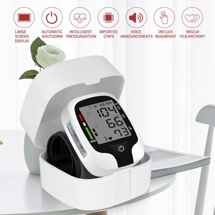 Wrist Type Electronic Blood Pressure Monitor Home Automatic Wrist Type Blood Pressure Measurement, Style: No Voice Announcement(White English) - Sphygmomanometer by buy2fix | Online Shopping UK | buy2fix