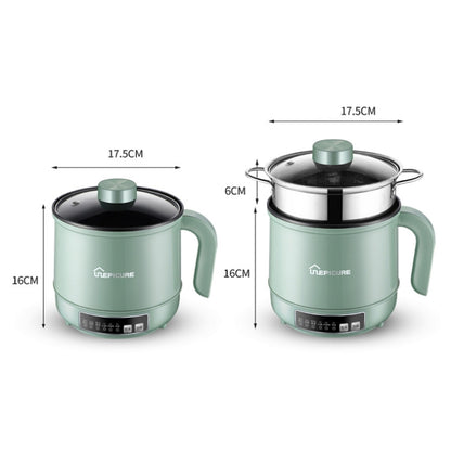 Multi-Function Electric-Cooker Mini Dormitory Student Cooking Rice Stir Frying Non-Stick Pot, 110V US Plug, Colour: Green Manual with Steaming Grid(1.7L) - Home & Garden by buy2fix | Online Shopping UK | buy2fix