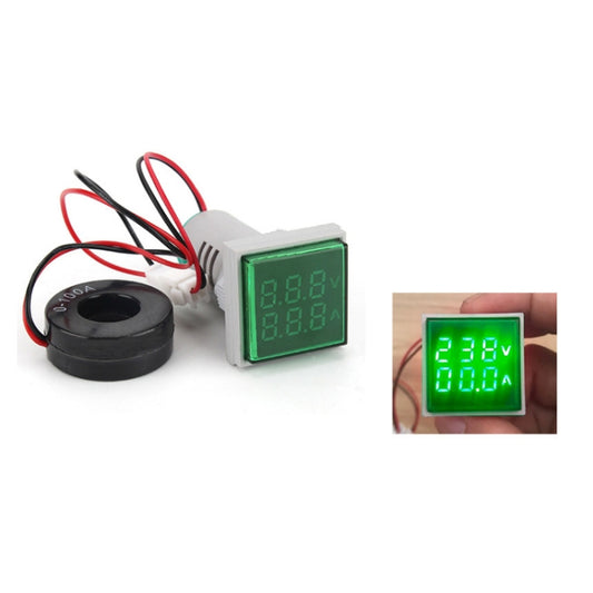 AD16-22FVA Square Signal Indicator Type Mini Digital Display AC Voltage And Current Meter(Green) - Consumer Electronics by buy2fix | Online Shopping UK | buy2fix