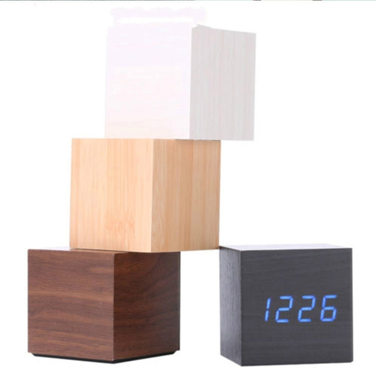 Multicolor Sounds Control Wooden Clock Modern Digital LED Desk Alarm Clock Thermometer Timer Black White - Home & Garden by buy2fix | Online Shopping UK | buy2fix