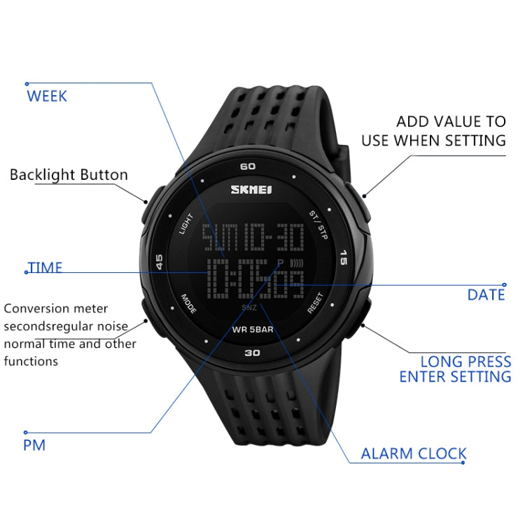 SKMEI 1219 Men Multi-Function Electronic Watch Outdoor Sports Watch(Blue) - Sport Watches by SKMEI | Online Shopping UK | buy2fix