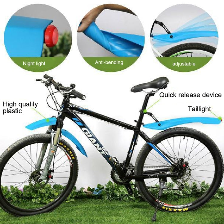 Bicycle Fender With LED Taillights Mountain Bike Fender Quick Release 26 Inch Riding Accessories(Black) - Outdoor & Sports by buy2fix | Online Shopping UK | buy2fix