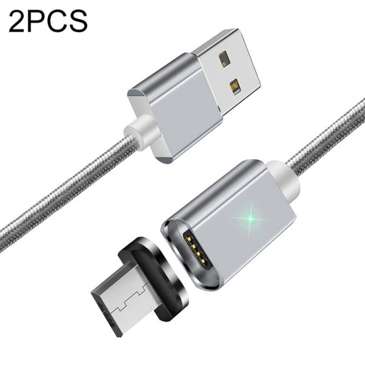 2 PCS ESSAGER Smartphone Fast Charging and Data Transmission Magnetic Cable with Micro USB Magnetic Head, Cable Length: 2m(Silver) - Mobile Accessories by buy2fix | Online Shopping UK | buy2fix