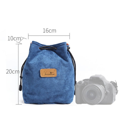 S.C.COTTON Liner Shockproof Digital Protection Portable SLR Lens Bag Micro Single Camera Bag Square Blue M - Camera Accessories by S.C.COTTON | Online Shopping UK | buy2fix