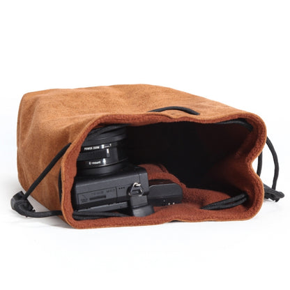 S.C.COTTON Liner Shockproof Digital Protection Portable SLR Lens Bag Micro Single Camera Bag Round Brown L - Camera Accessories by S.C.COTTON | Online Shopping UK | buy2fix