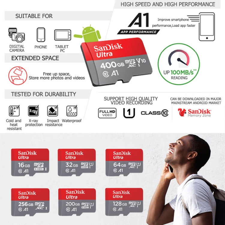 SanDisk A1 Monitoring Recorder SD Card High Speed Mobile Phone TF Card Memory Card, Capacity: 64GB-100M/S - Micro SD Card by SanDisk | Online Shopping UK | buy2fix