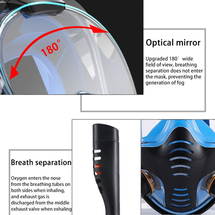 Snorkeling Mask Double Tube Silicone Full Dry Diving Mask Adult Swimming Mask Diving Goggles, Size: L/XL(Black/Blue) - DJI & GoPro Accessories by buy2fix | Online Shopping UK | buy2fix