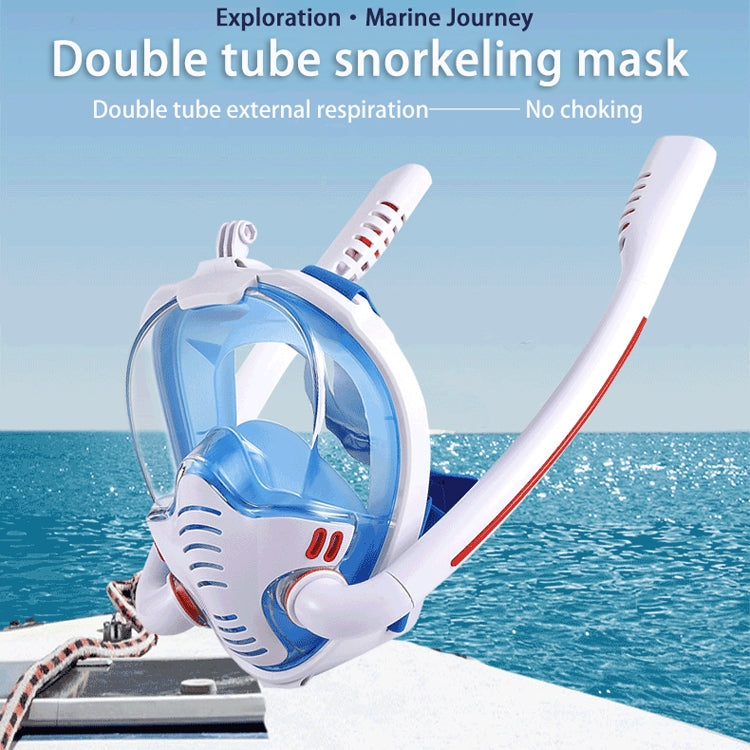 Snorkeling Mask Double Tube Silicone Full Dry Diving Mask Adult Swimming Mask Diving Goggles, Size: L/XL(Black/Black) - DJI & GoPro Accessories by buy2fix | Online Shopping UK | buy2fix