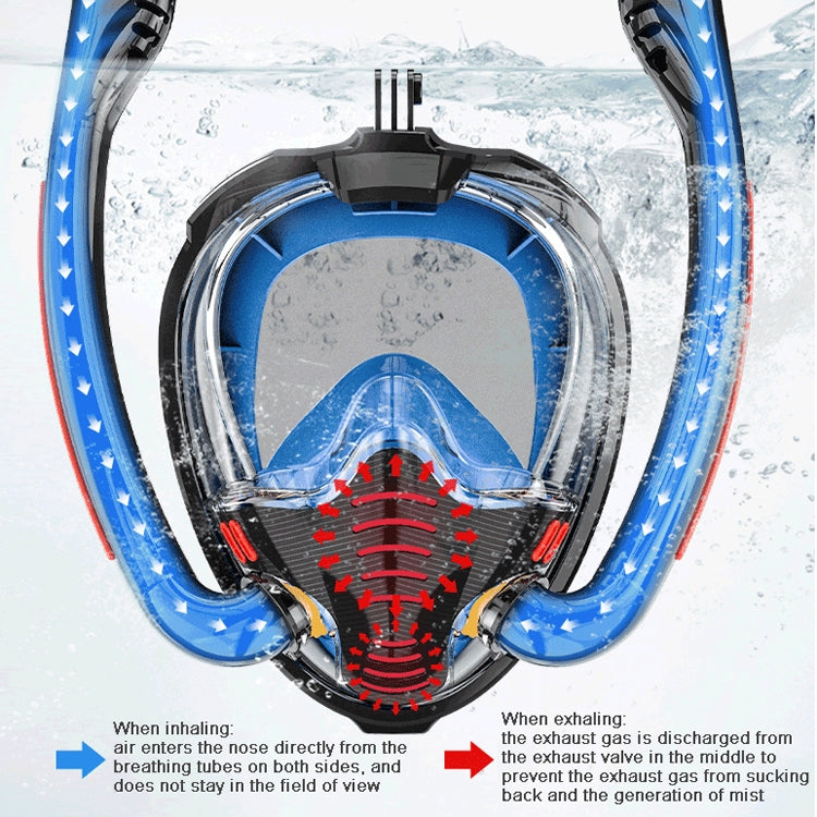 Snorkeling Mask Double Tube Silicone Full Dry Diving Mask Adult Swimming Mask Diving Goggles, Size: L/XL(Black/Blue) - DJI & GoPro Accessories by buy2fix | Online Shopping UK | buy2fix