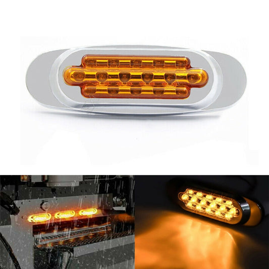 12-24V 16 LEDs Electroplating Side Lights Side Tail Lights Cargo Truck Modification Light, Colour: Yellow (2 Lines Always Bright) - Warning Lights by buy2fix | Online Shopping UK | buy2fix