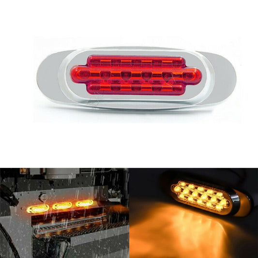 12-24V 16 LEDs Electroplating Side Lights Side Tail Lights Cargo Truck Modification Light, Colour: Red (High and Low Light 3 Lines) - Warning Lights by buy2fix | Online Shopping UK | buy2fix