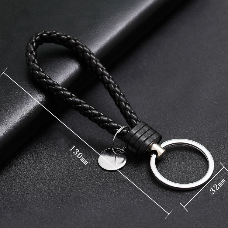 100 PCS Woven Leather Cord Keychain Car Pendant Leather Key Ring Baotou With Small Round Piece(Navy) - Key Rings by buy2fix | Online Shopping UK | buy2fix