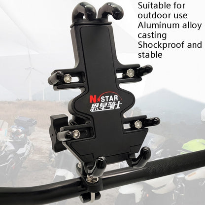 N-STAR NJN001 Motorcycle Bicycle Compatible Mobile Phone Bracket Aluminum Accessories Riding Equipment(With T Head) - Holders by N-STAR | Online Shopping UK | buy2fix