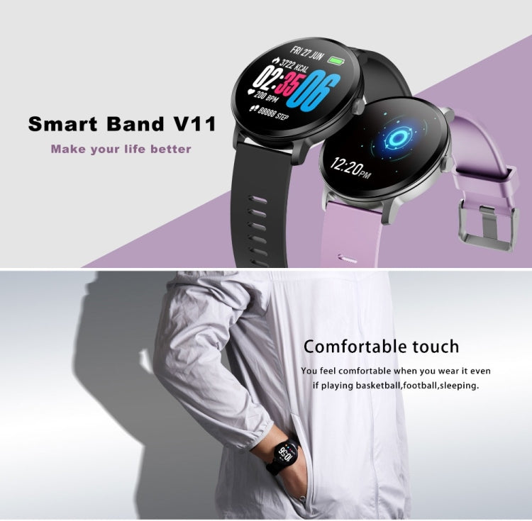 V11 Smartwatch Real-time Heart Rate Blood Pressure Monitor Multi-sport mode Breathing Light Smart Watch for Android IOS Phone(Pink Silicone) - Smart Wear by buy2fix | Online Shopping UK | buy2fix