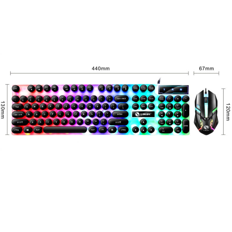 LIMEIDE GTX300 104 Keys Retro Round Key Cap USB Wired Mouse Keyboard, Cable Length: 1.4m, Colour: Punk Single Keyboard White - Wired Keyboard by LIMEIDE | Online Shopping UK | buy2fix