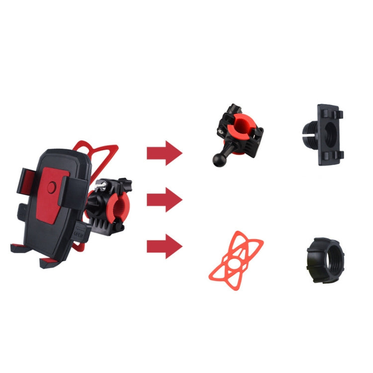 Bicycle Automatic Lock Mobile Phone Bracket 360 Degree Rotating Carrier Cycling Bracket(Red (Silicone Strap)) - Holders by buy2fix | Online Shopping UK | buy2fix