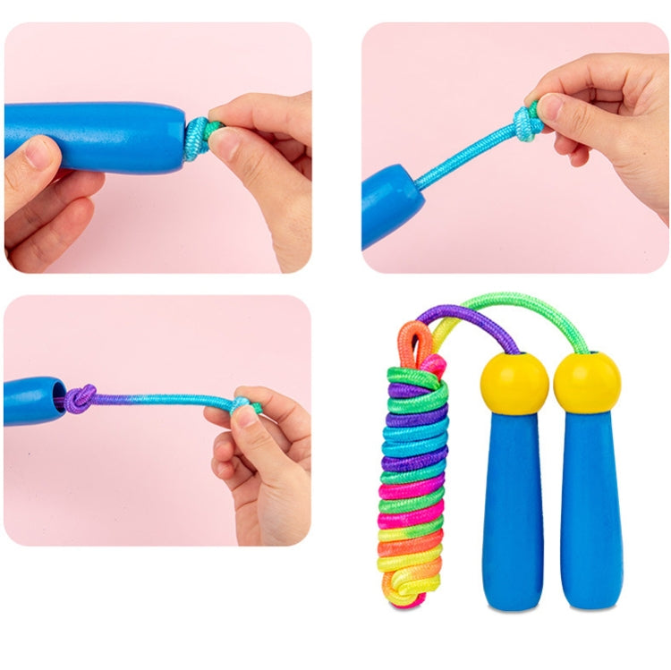 2 PCS 2.4m Wooden Children Colorful Skipping Rope Outdoor Sports Students Exam Adjustable Skipping Rope(PVC Rope Blue) - Toy Sports by buy2fix | Online Shopping UK | buy2fix