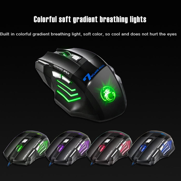 IMICE X7 2400 DPI 7-Key Wired Gaming Mouse with Colorful Breathing Light, Cable Length: 1.8m(Skin Black Color Box Version) - Wired Mice by IMICE | Online Shopping UK | buy2fix