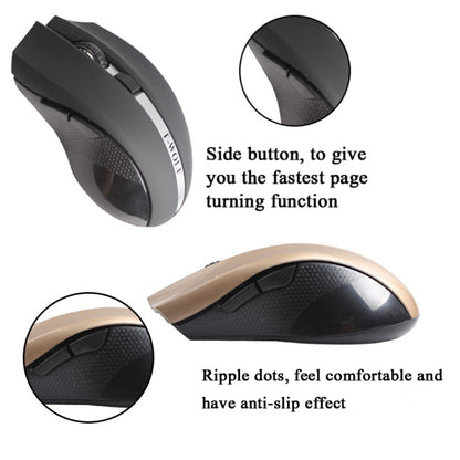 T-WOLF Q5 2.4GHz 5-Buttons 2000 DPI Wireless Mouse Silent And Non-Light Gaming Office Mouse For Computer PC Laptop( Golden) - Wireless Mice by T-WOLF | Online Shopping UK | buy2fix