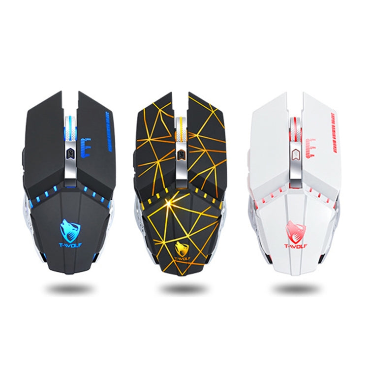 T-WOLF Q15 6-Buttons 1600 DPI Wireless Rechargeable Mute Office Gaming Mouse with 7 Color Breathing Light(Pearl White) - Wireless Mice by T-WOLF | Online Shopping UK | buy2fix