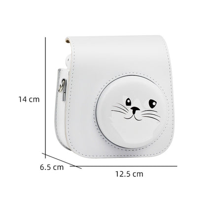 Cartoon Full Body Camera PU Leather Case Bag with Strap for FUJIFILM instax mini 9 / mini 11 / mini 8(Gray Small Milk Dog) - Camera Accessories by buy2fix | Online Shopping UK | buy2fix