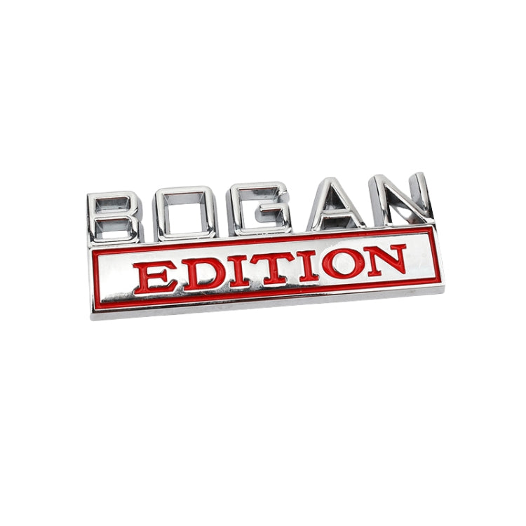 2 PCS Modified Side Door Metal Car Stickers Bogan Edition Label Leaf Board Nameplate Label(Silver Red) - Decorative Sticker by buy2fix | Online Shopping UK | buy2fix