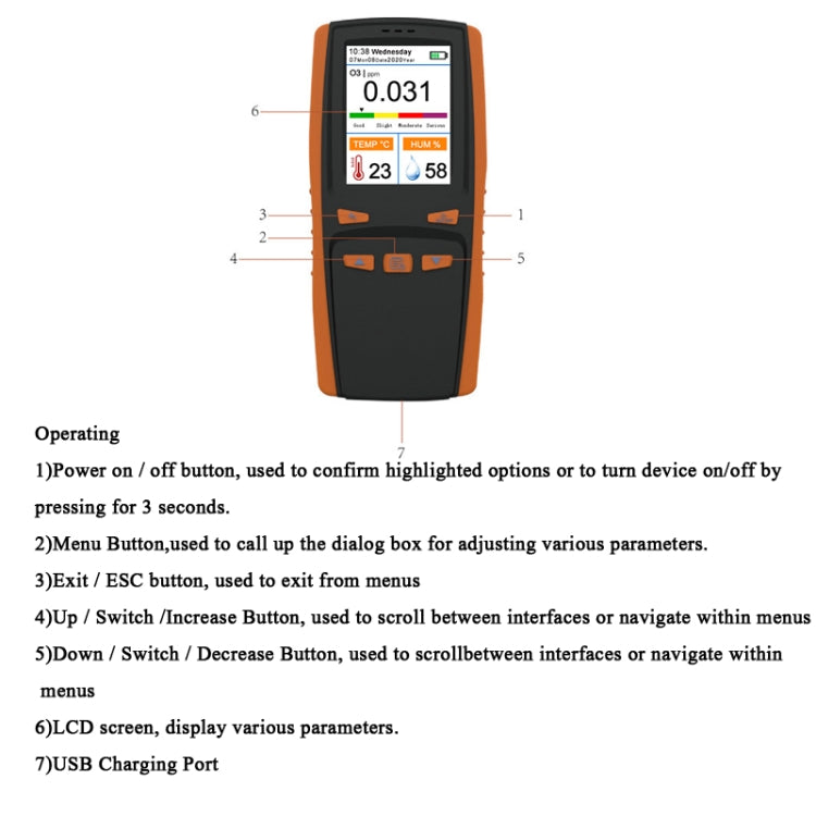 DM509-O3 Handheld Portable Ozone Analyzer O3 Ozone Gas Detector Intelligent Sensor Ozone Meter - Consumer Electronics by buy2fix | Online Shopping UK | buy2fix