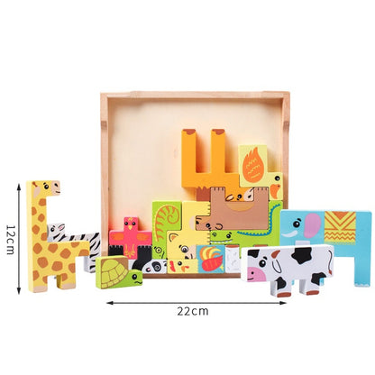 YSY-235 Children Early Education Intelligence Toys 3D Cube Blocks Cartoon Animal Puzzle - Puzzle Toys by buy2fix | Online Shopping UK | buy2fix